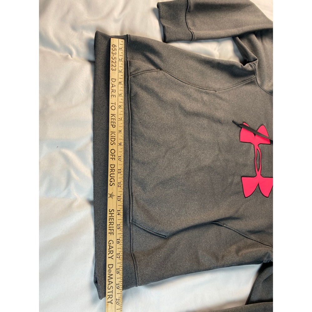 Under Armour Hoodie Women Large Gray Pink Excellent Storm Fleece Pullover - Picture 8 of 10